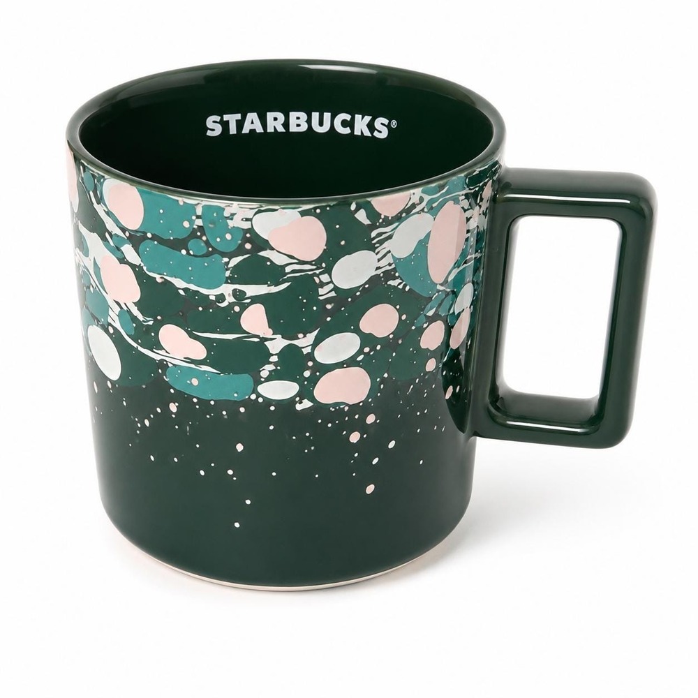 Starbucks 2022 Holiday Green Mug 12 oz Discontinued Christmas Coffee Cup EUC